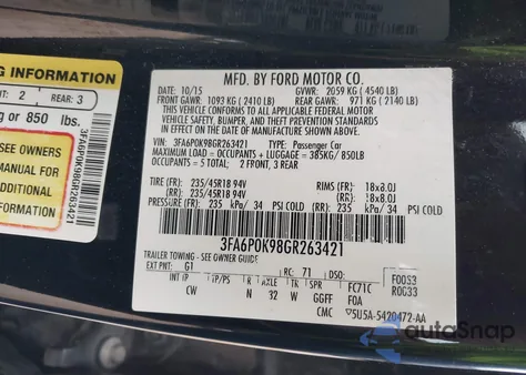 2016 Ford Fusion Titanium from USA, damaged, VIN 3FA6P0K98GR263421